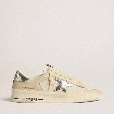 Golden Goose Stardan Sneakers In Nappa With Silver Mirror-effect Star And Heel Tab