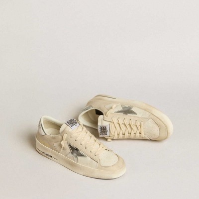 Golden Goose Stardan Sneakers In Nappa With Silver Mirror-effect Star And Heel Tab