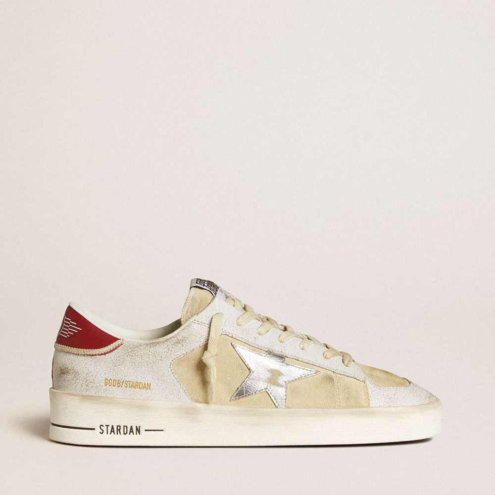 Golden Goose Stardan Sneakers In Nubuck And Crackle Leather With Silver Metallic Leather Star