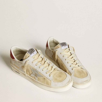 Golden Goose Stardan Sneakers In Nubuck And Crackle Leather With Silver Metallic Leather Star