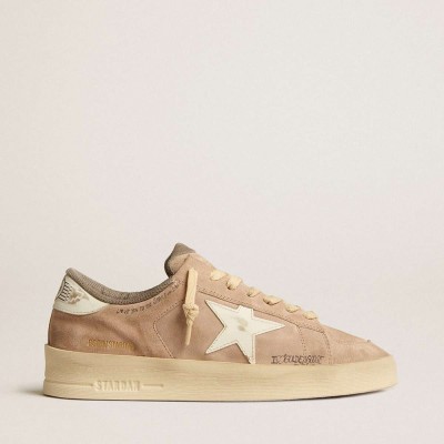 Golden Goose Stardan Sneakers In Old Rose Suede With White Leather Star And Heel Tab