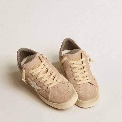 Golden Goose Stardan Sneakers In Old Rose Suede With White Leather Star And Heel Tab