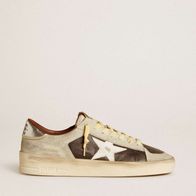 Golden Goose Stardan Sneakers In Suede And Leather With Leather Star And Metallic Heel Tab