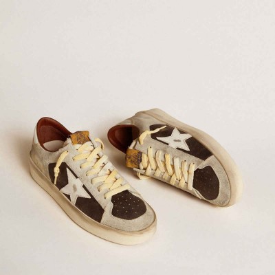 Golden Goose Stardan Sneakers In Suede And Leather With Leather Star And Metallic Heel Tab