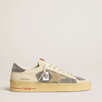 Golden Goose Stardan Sneakers In Suede With Sand Star And Swarovski Crystal Inserts