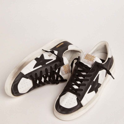 Golden Goose Stardan Sneakers In White And Black Leather