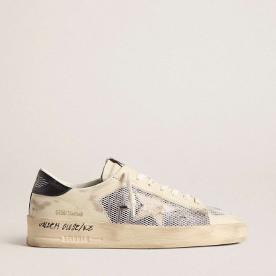 Golden Goose Stardan Sneakers In White Leather And Mesh With White Leather Star