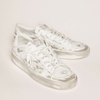 Golden Goose Stardan Sneakers In White Leather With White Leather Star And Heel Tab