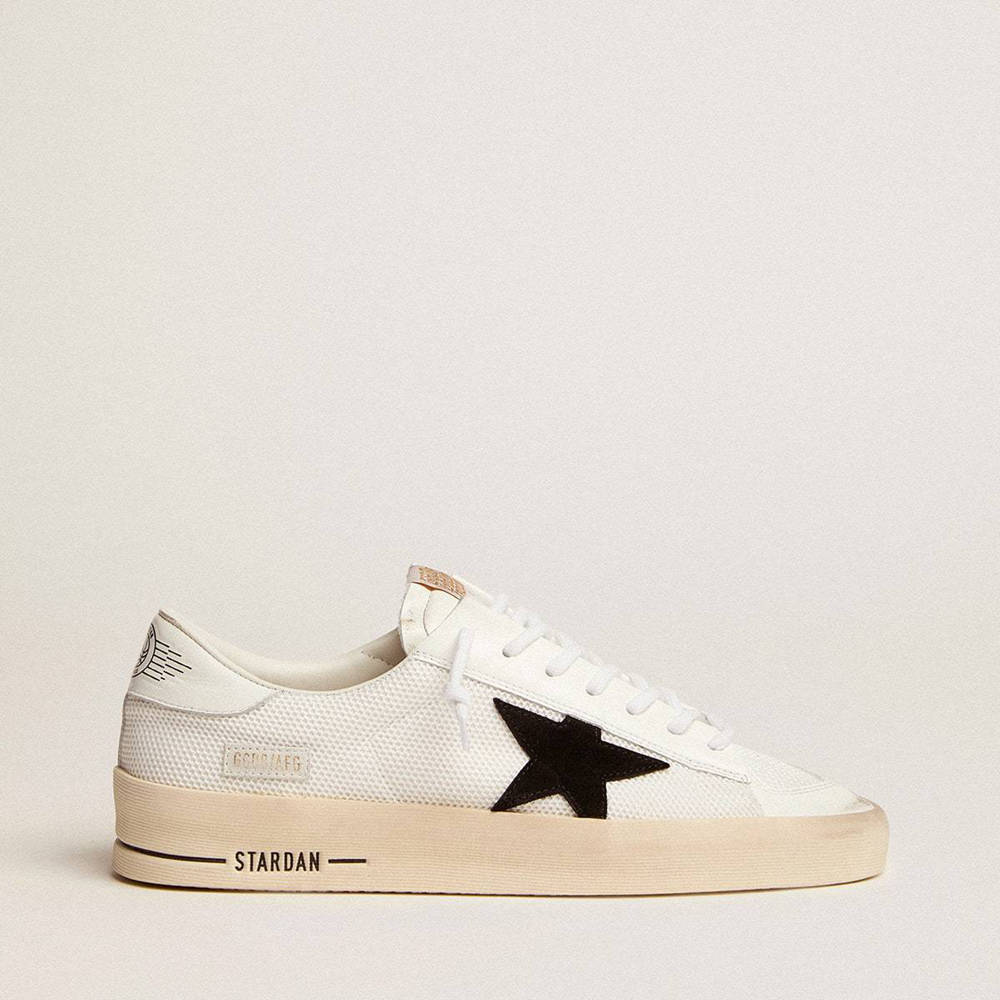 Golden Goose Stardan Sneakers In White Mesh With Black Suede Star