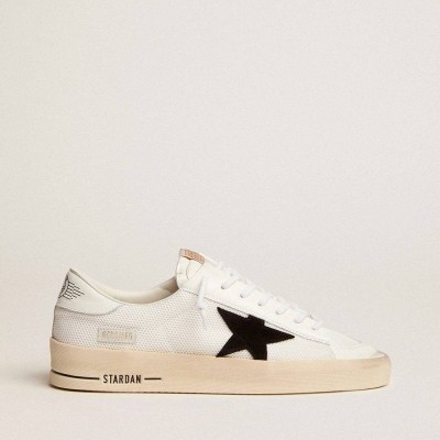 Golden Goose Stardan Sneakers In White Mesh With Black Suede Star