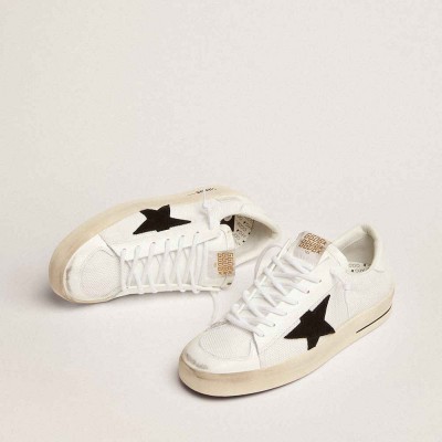 Golden Goose Stardan Sneakers In White Mesh With Black Suede Star