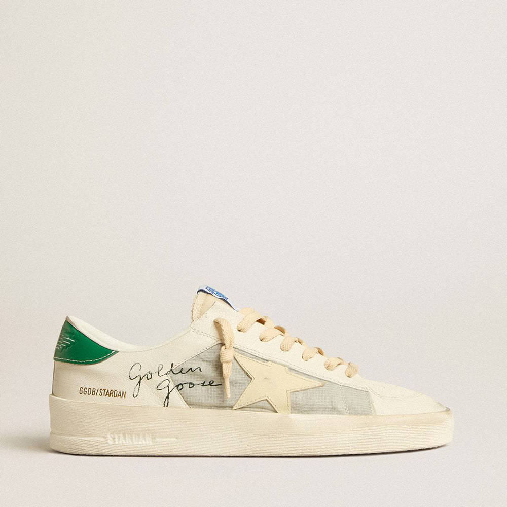 Golden Goose Stardan Sneakers In White Nappa Leather With Cream-colored Leather Star