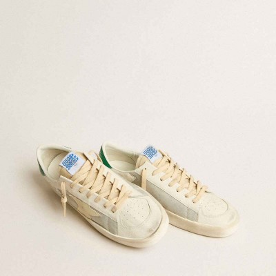 Golden Goose Stardan Sneakers In White Nappa Leather With Cream-colored Leather Star