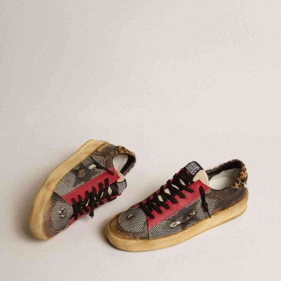 Golden Goose Stardan Sneakers LAB In Mesh With Black Leather Inserts And Leopard Heel Tab