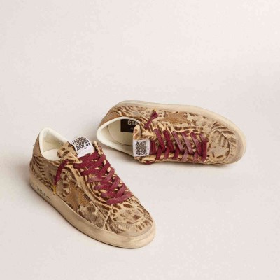 Golden Goose Stardan LTD Sneakers In Animal-print Pony Skin With Gold Glitter Star