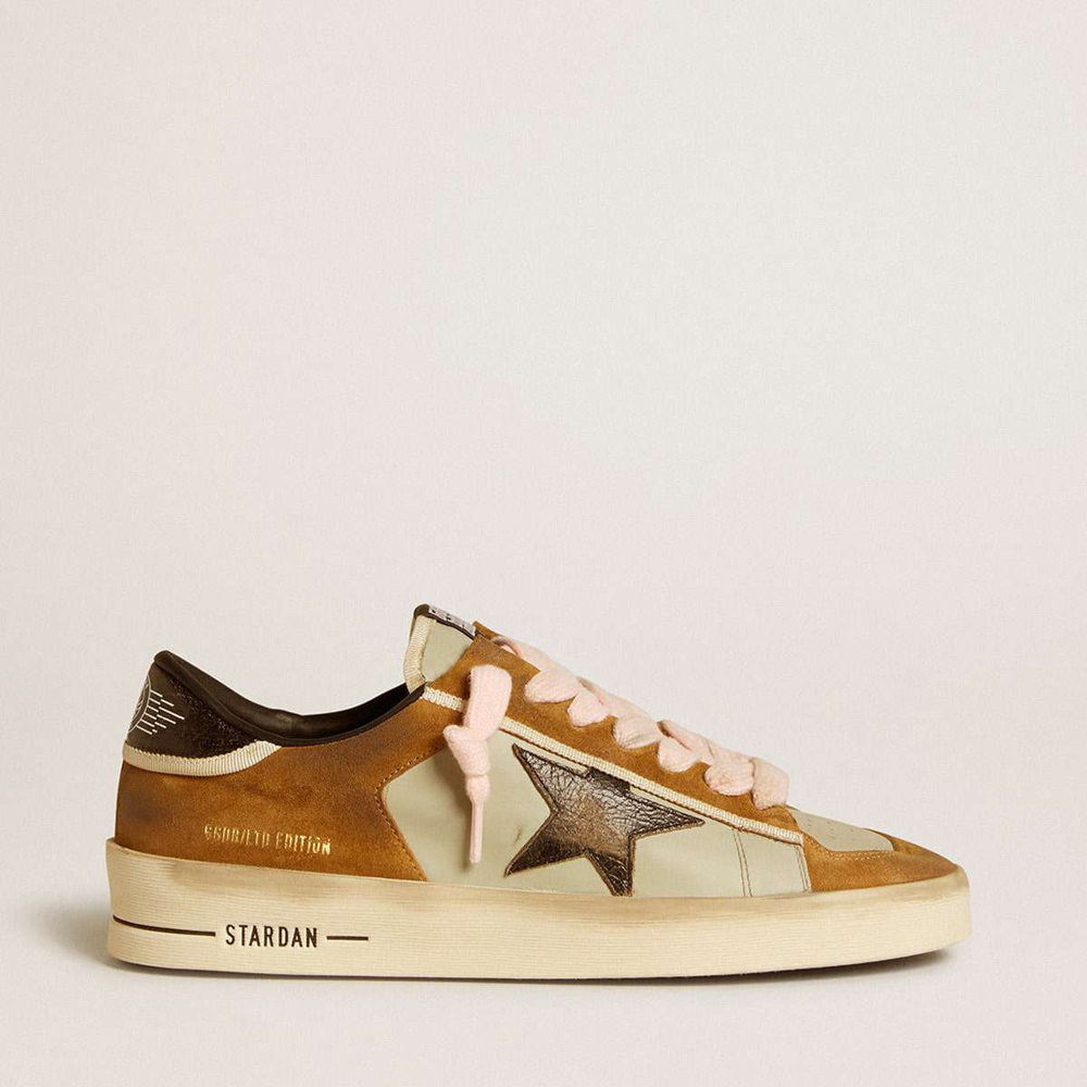 Golden Goose Stardan LTD Sneakers In Leather With Laminated Crackle Leather Star And Black Heel Tab