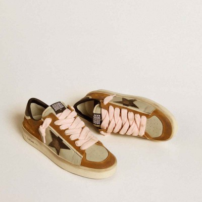 Golden Goose Stardan LTD Sneakers In Leather With Laminated Crackle Leather Star And Black Heel Tab