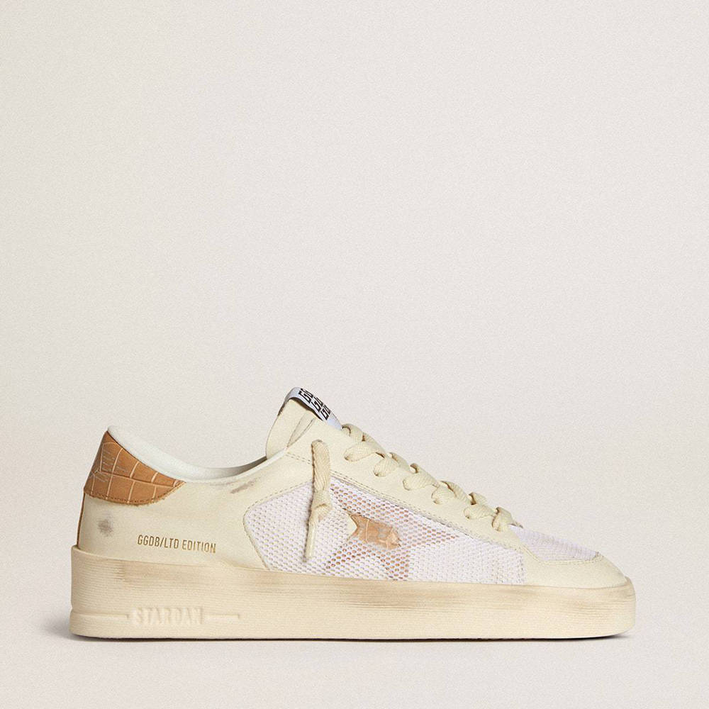 Golden Goose Stardan LTD Sneakers With Beige Leather Star And Crocodile Beige Leather Heel Tab