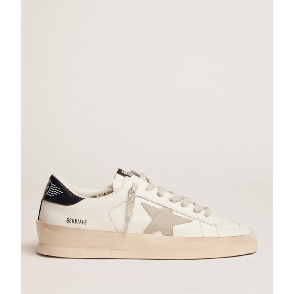 Golden Goose Stardan Sneakers With Ice-gray Suede Star And Blue Heel Tab