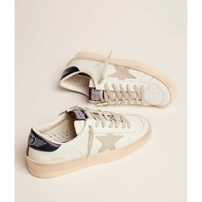 Golden Goose Stardan Sneakers With Ice-gray Suede Star And Blue Heel Tab