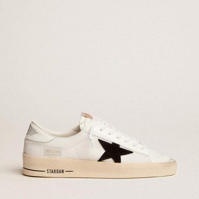 Golden Goose Stardan Sneakers With White Leather And Mesh Inserts And Black Suede Star