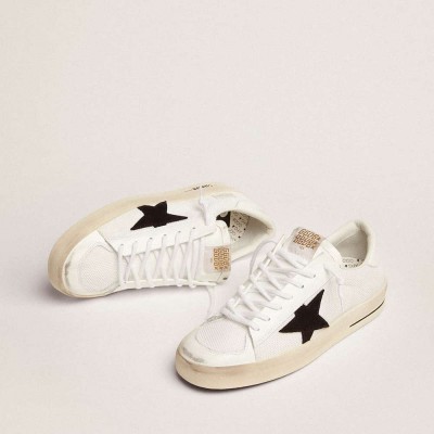 Golden Goose Stardan Sneakers With White Leather And Mesh Inserts And Black Suede Star