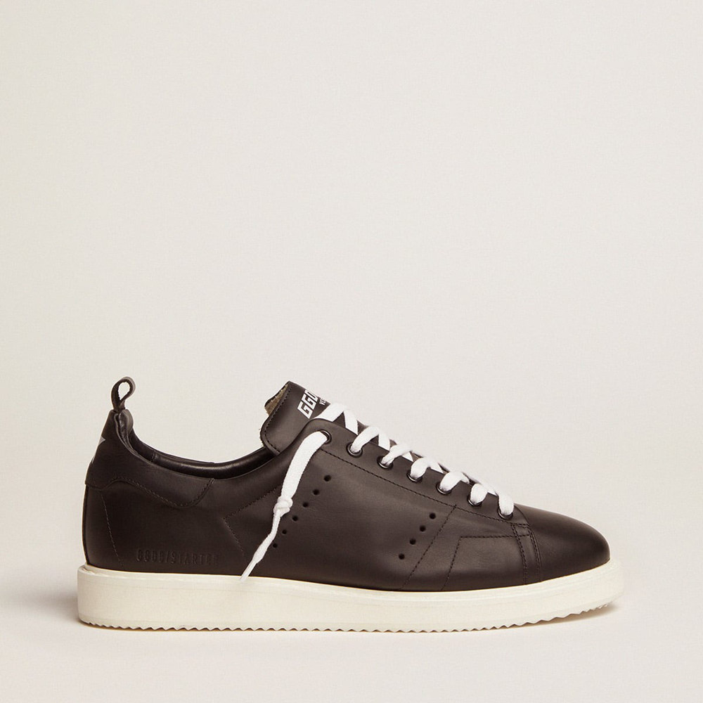 Golden Goose Starter Sneakers In Leather With Star Printed On The Heel Tab