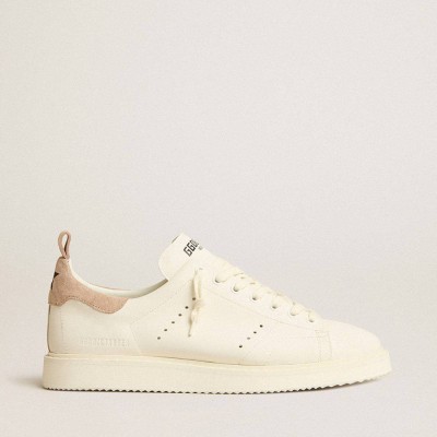 Golden Goose Starter Sneakers In White Leather With Light Brown Nubuck Heel Tab