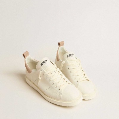 Golden Goose Starter Sneakers In White Leather With Light Brown Nubuck Heel Tab
