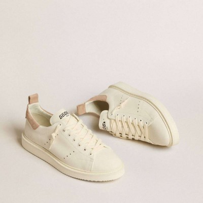 Golden Goose Starter Sneakers In White Leather With Light Brown Nubuck Heel Tab