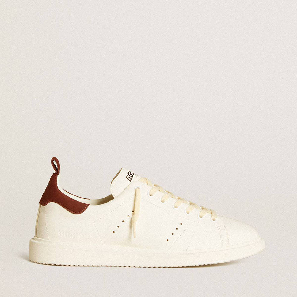 Golden Goose Starter LTD Sneakers In White Leather With Burgundy Nubuck Heel Tab
