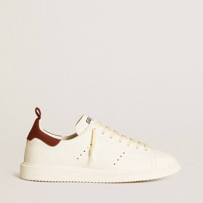 Golden Goose Starter LTD Sneakers In White Leather With Burgundy Nubuck Heel Tab