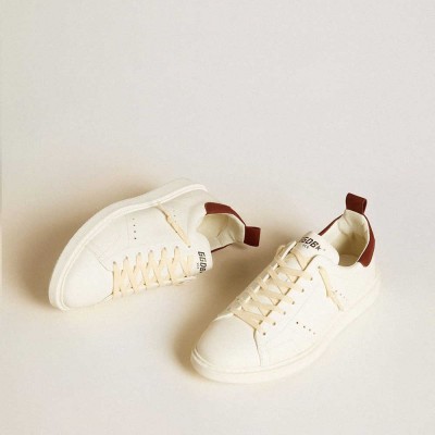 Golden Goose Starter LTD Sneakers In White Leather With Burgundy Nubuck Heel Tab