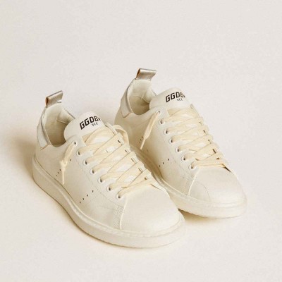 Golden Goose Starter LTD Sneakers In White Leather With Silver Metallic Leather Heel Tab