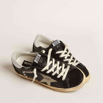 Golden Goose Super-Star Sneakers In Black Leather And Suede With Silver Studs