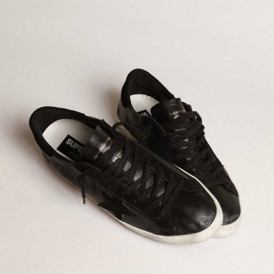 Golden Goose Super-Star Sneakers In Black Nappa With Black Suede Star And Heel Tab