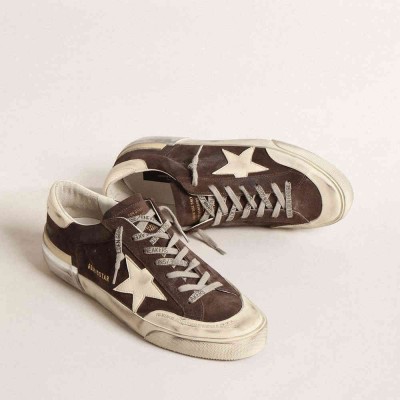 Golden Goose Super-Star Sneakers In Gray Suede With Ecru Nappa Star And Heel Tab
