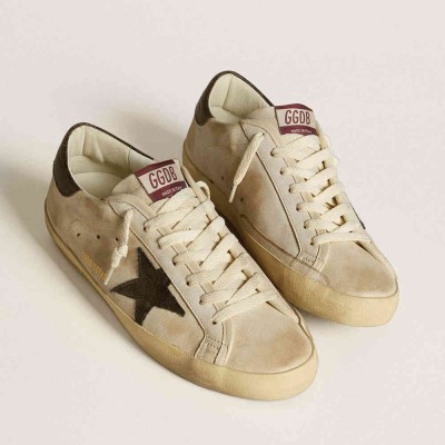 Golden Goose Super-Star Sneakers In Leather With Black Denim Star And Black Leather Heel Tab
