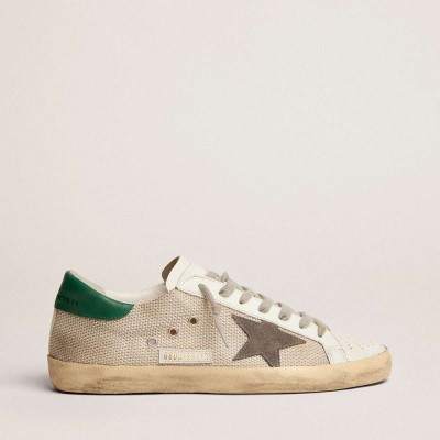 Golden Goose Super-Star Sneakers In Light Silver Mesh With Gray Star