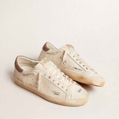Golden Goose Super-Star Sneakers In Nappa Leather With Perforated Star And Suede Heel Tab