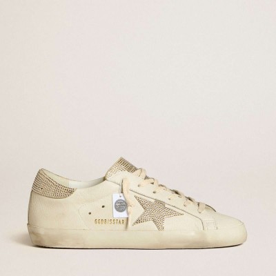 Golden Goose Super-Star Sneakers In Nappa Leather With Swarovski Crystal Star And Heel Tab