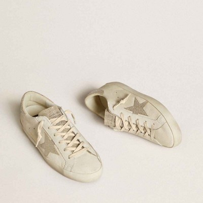 Golden Goose Super-Star Sneakers In Nappa Leather With Swarovski Crystal Star And Heel Tab