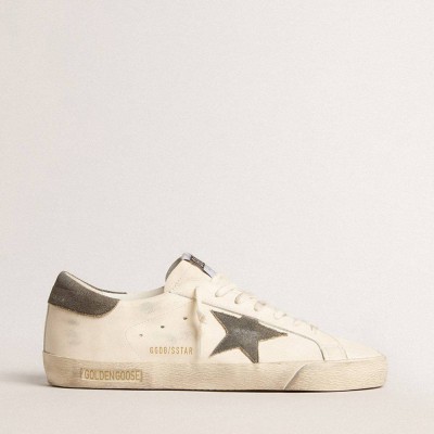 Golden Goose Super-Star Sneakers In Nappa With Gray Suede Star And Heel Tab