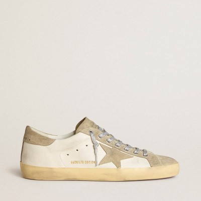 Golden Goose Super-Star Sneakers In Nappa With Ice-gray Suede Star And Black Embroidery