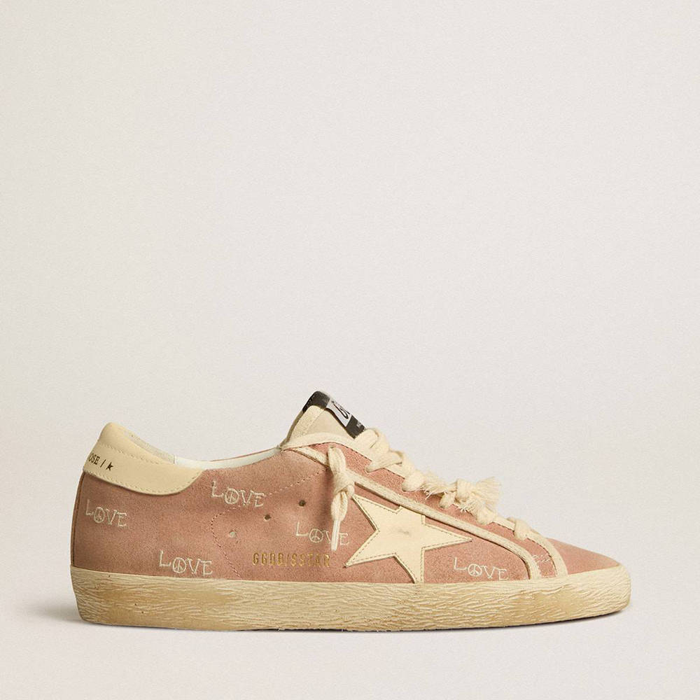 Golden Goose Super-Star Sneakers In Powder-pink Suede With Cream Leather Star