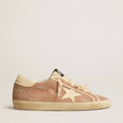Golden Goose Super-Star Sneakers In Powder-pink Suede With Cream Leather Star