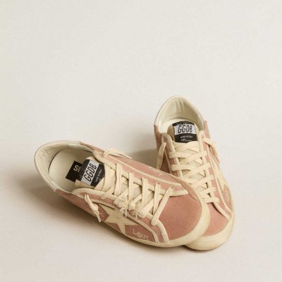 Golden Goose Super-Star Sneakers In Powder-pink Suede With Cream Leather Star