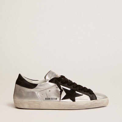 Golden Goose Super-Star Sneakers In Silver Leather