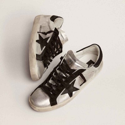 Golden Goose Super-Star Sneakers In Silver Leather