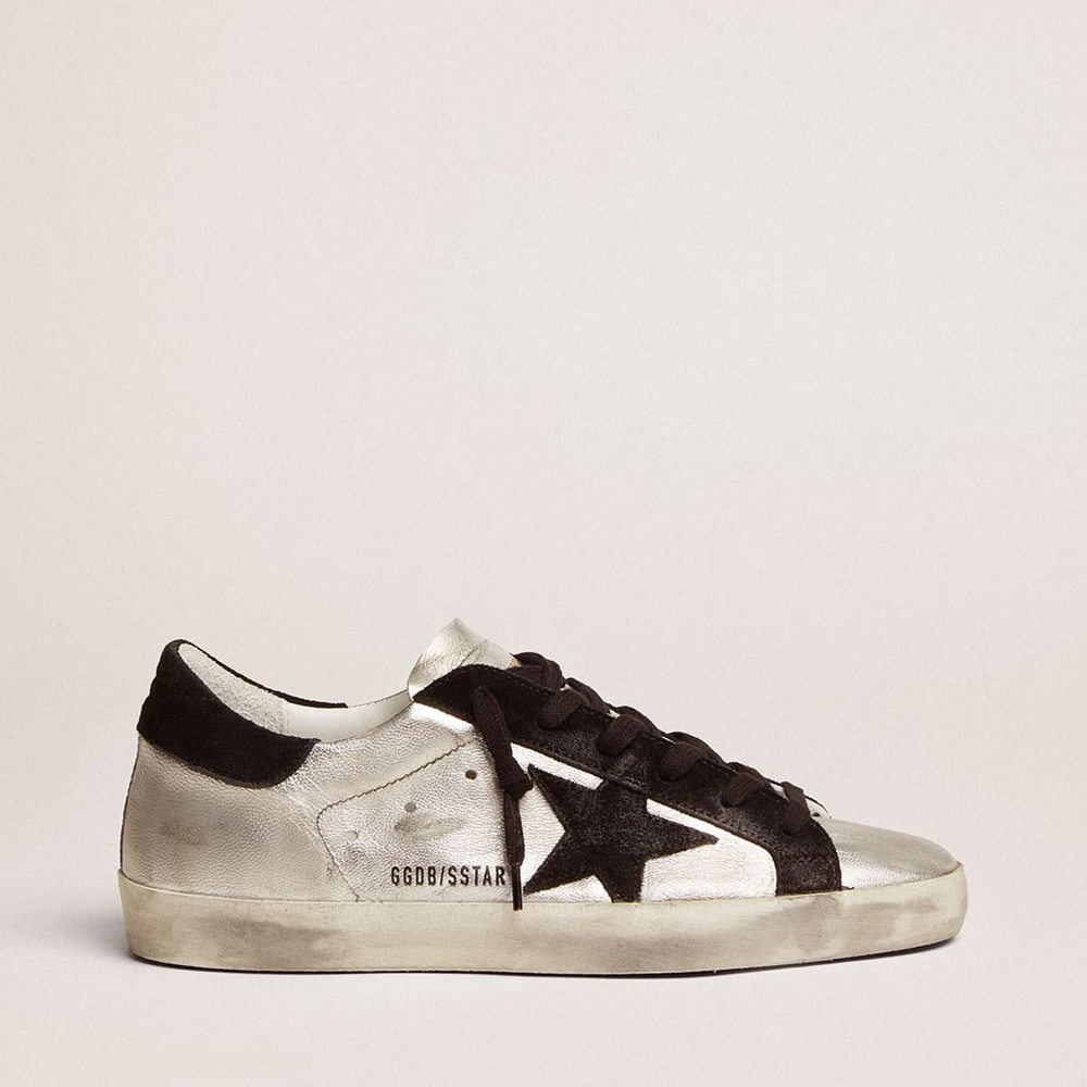 Golden Goose Super-Star Sneakers In Silver Leather With Contrasting Inserts